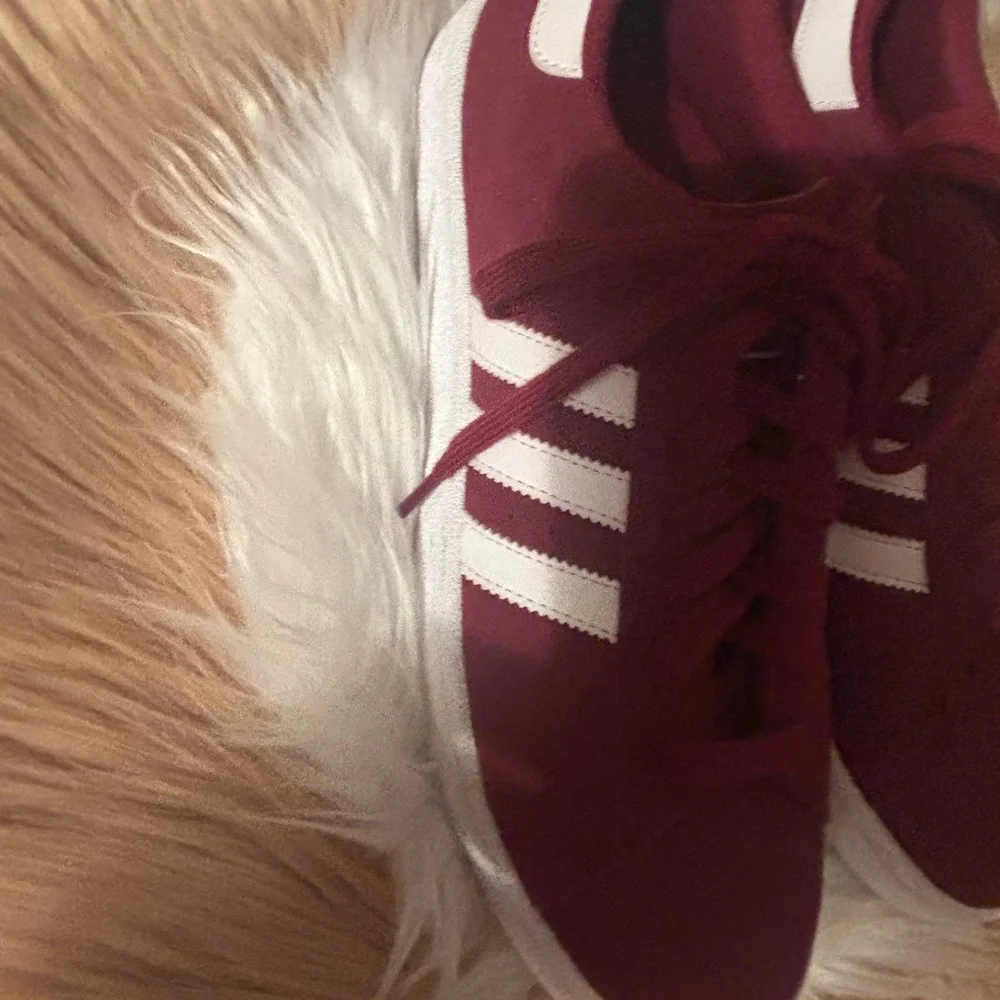 Adidas Women's Maroon and White Sneakers